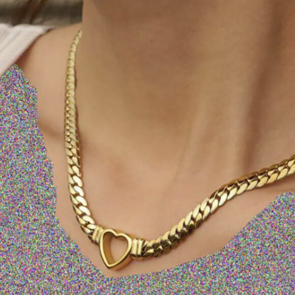 Set with Heart Link Necklace & Bracelet | 18K Gold Filled Over Sterling Silver - Picture 1 of 7